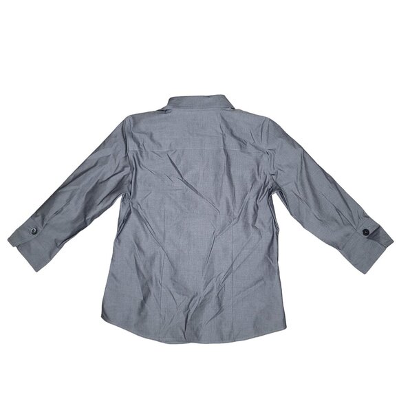 Foxcroft Non-Iron Fitted Women's Shirt Size 4 Gray 100% Cotton business casual - Picture 3 of 4